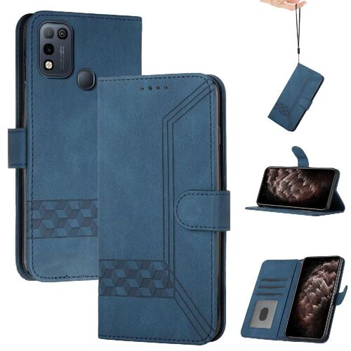 Compatible Avec Le Cas Infinix Hot 10 Play Portefeuille Cuir Pu Avec Pratique Stand Caractéristique Couverture De Carte - Bleu