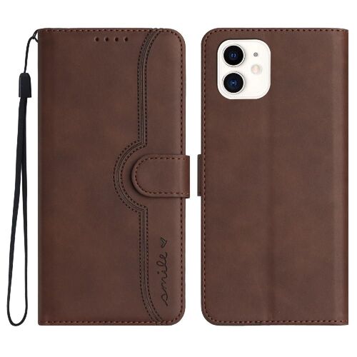 Compatible Avec L'iphone 12 Mini Cas Premium Pu Couverture D'aimant Intégré Portefeuille - Le Brun