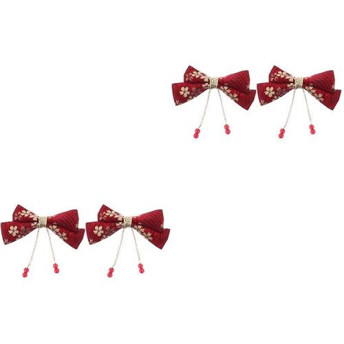 Lot De 4 Barrettes À Cheveux Rouges Pour Enfants - Élégantes Barrettes À Cheveux Pour Tous Les Jours Et Occasions Spéciales 