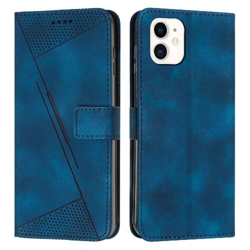Compatible Avec L'étui Portefeuille Iphone 11 Cuir Pu Couverture Antichoc Boucle Latérale Protection Complète Insertion De Carte - Bleu