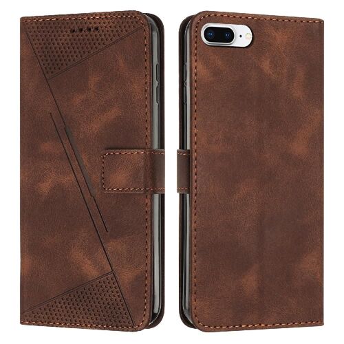 Compatible Avec L'étui Portefeuille Iphone 7 Plus Insertion De Carte Cuir Pu Couverture Antichoc Protection Complète Boucle Latérale - Le Brun