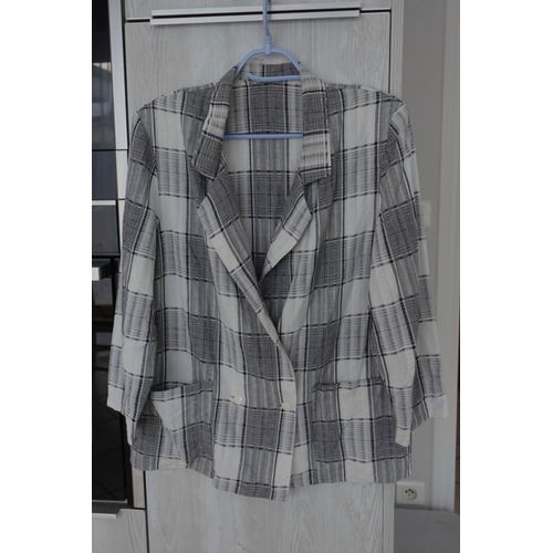 Tailleur Veste Et Jupe Carreaux Gris Et Blanc Taille 40
