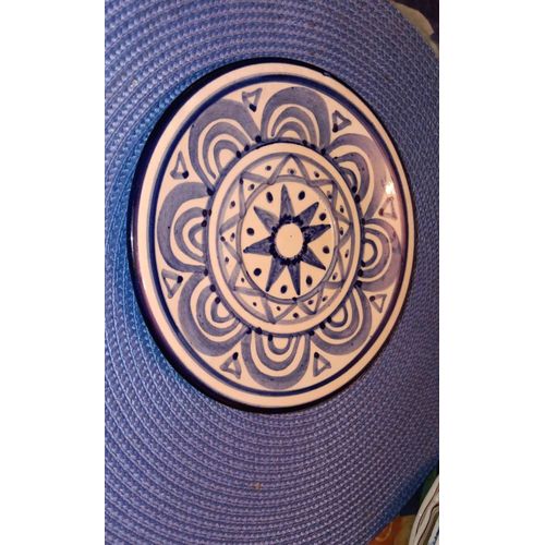 Assiette Bleu Peinte À La Main