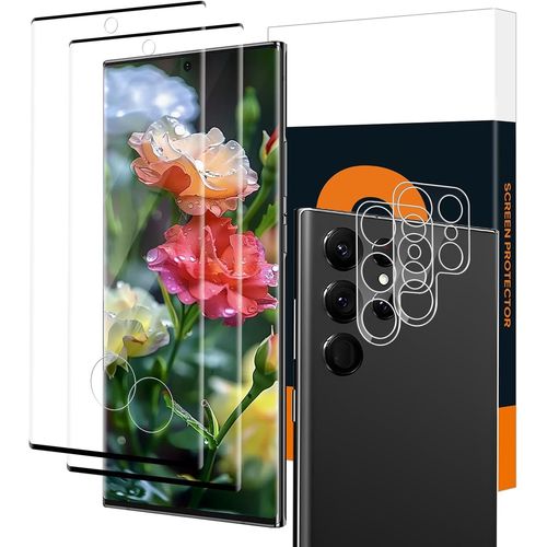 2+2 Pièces Verre Trempé Pour Samsung Galaxy S22 Ultra 5g,Avec Caméra Arrière Protecteur,3d Vitre Protection Pour Galaxy S22 Ultra,Incassable Haut Définition S22 Ultra 5g Protection Écran