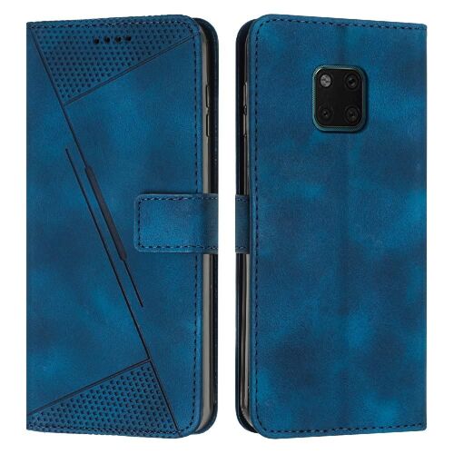 Étui Portefeuille Compatible Huawei Mate 20 Pro Protection Complète Cuir Pu Boucle Latérale Couverture Antichoc Insertion De Carte - Bleu
