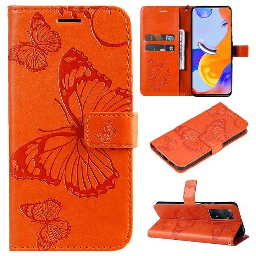 Étui Pour De Téléphone Xiaomi Redmi Note 11 Pro Couverture Antichoc Cuir Pu Couverture Magnétique Avec Support De Fente Pour Carte Flip Kickband - Orange