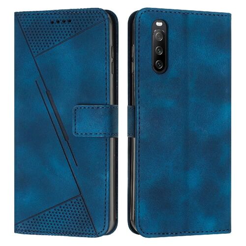 Étui Portefeuille Sony Xperia 10 Iv Compatible Protection Complète Boucle Latérale Insertion De Carte Cuir Pu Couverture Antichoc - Bleu