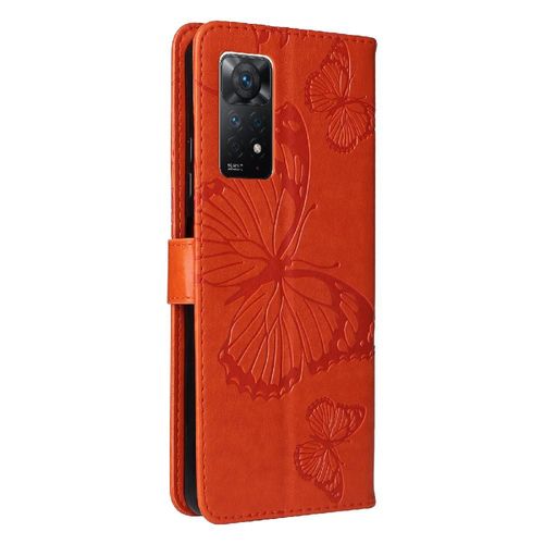 Étui Pour De Téléphone Xiaomi Redmi Note 11 Pro Avec Support De Fente Pour Carte Cuir Pu Couverture Magnétique Couverture Antichoc Flip Kickband - Orange