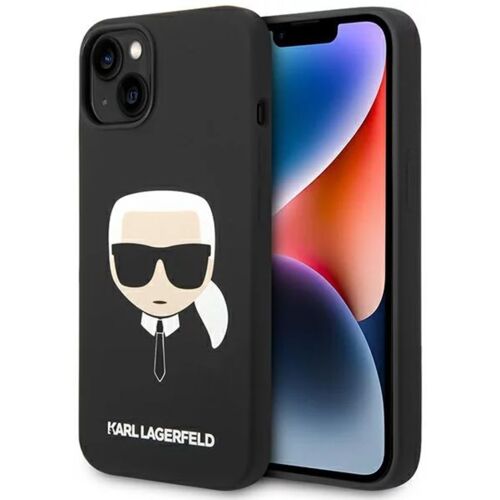 Karl Lagerfeld Coque MagSafe Silicone Liquide Karl Head iPhone 14 Plus Noir