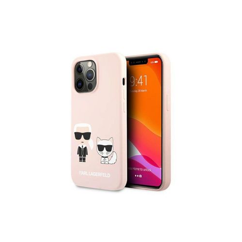 Coque Iphone 13 Pro Karl Lagerfeld Silicone Karl & Choupette Rose Clair