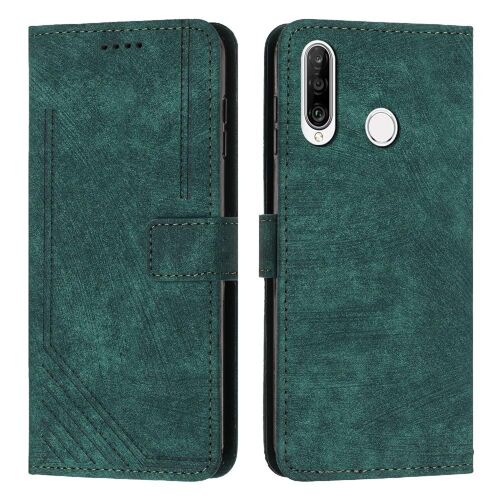 Étui Portefeuille Compatible Huawei P30lite Boucle Latérale Termes De La Ligne Pu Leatherbotanical Couverture Antichoc Insertion De Carte Protection Complète - Vert