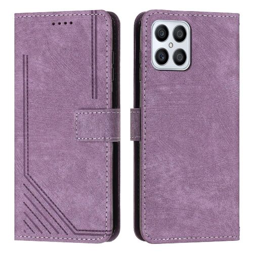 Étui Portefeuille Honor X8 4g/Honor X30i/Honor Play 6t Pro Compatible Boucle Latérale Couverture Antichoc Protection Complète Insertion De Carte Termes De La Ligne Pu Leatherbotanical - Violet