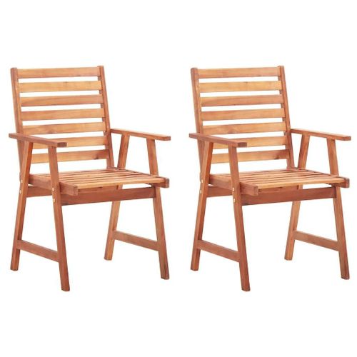Chaises A Manger D'exterieur Lot De 2 Et Coussins Acacia Massif