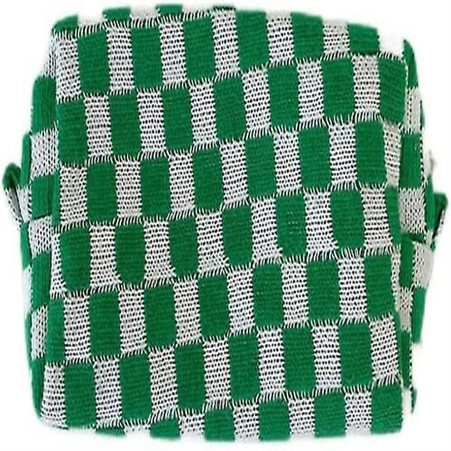 Trousse De Maquillage Élégante En Tricot À Carreaux Verts Et Blancs ¿ Organiseur De Maquillage Portable Avec Poche Pour Téléphone Pour Les Voyages Et L'utilisation Quotidienne