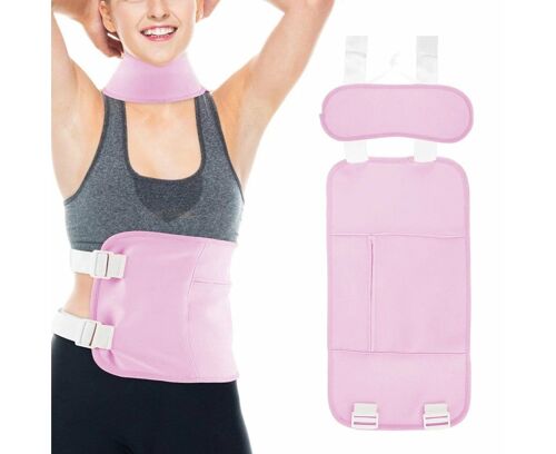 Kit De 2 Compresses Réutilisables À L'huile De Ricin Pour La Taille Et Le Cou - Compresses En Coton Doux Rose Pour Soulager La Douleur Et La Relaxation