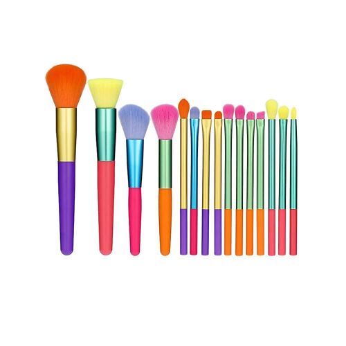 Lot De 15 Pinceaux De Maquillage Colorés ¿ Pinceaux En Nylon Doux Pour Poudre Et Fard À Paupières ¿ Idéals Pour Les Voyages Et Ne Perdent Pas Leurs Poils 