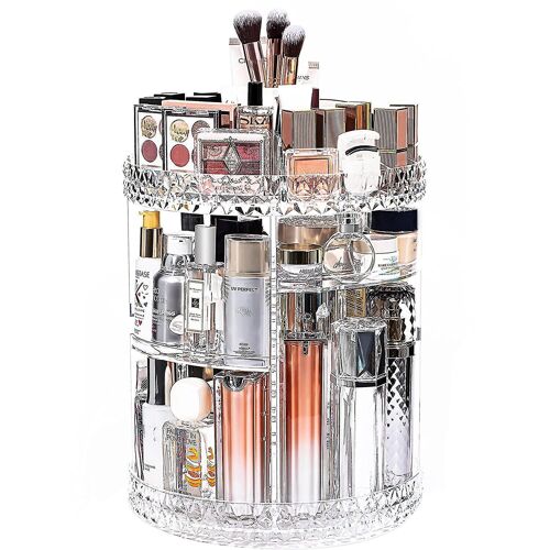 Organiseur De Maquillage Rotatif À 360° - Rangement Cosmétique Réglable En Acrylique Avec Grande Capacité Et Assemblage Facile