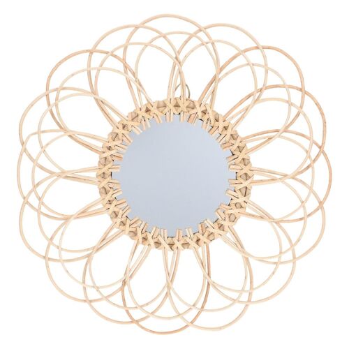 Miroir Mural Tissé Rétro Chic - Miroir Décoratif Élégant Pour Le Maquillage Et La Salle De Bain Pour La Décoration Intérieure