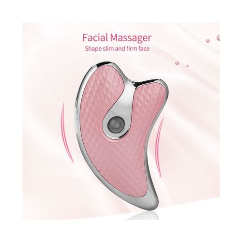 Masseur Électrique Gua Sha Pour Le Visage Et Le Corps ¿ Élimination Des Rides, Amincissement, Luminothérapie Led, Design Ergonomique, Rose