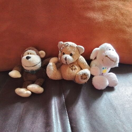 Lot De 3 Peluches Porte Clé