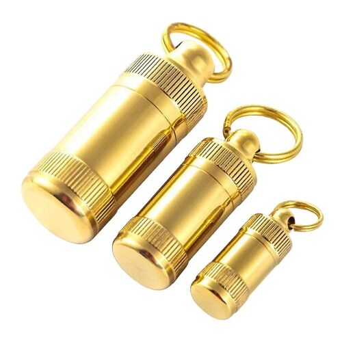 Lot De 3 Mini Piluliers En Laiton ¿ Piluliers Portables, Étanches Et Élégants Pour Vitamines Et Médicaments ¿ Jaune