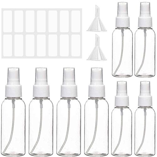 Lot De 8 Vaporisateurs Transparents À Brume Fine De 100 Ml Avec Entonnoirs ¿ Parfaits Pour Les Huiles Essentielles, Les Parfums Et Le Nettoyage