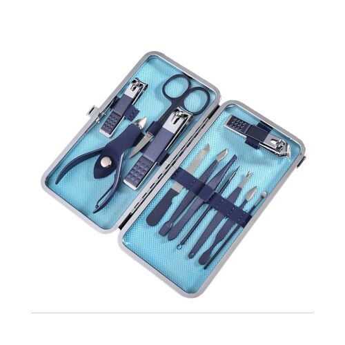 Mini Coffret De Voyage Pour Manucure : Coupe-Ongles Et Outils De Pédicure En Acier Inoxydable Dans Un Élégant Étui En Cuir Synthétique. 
