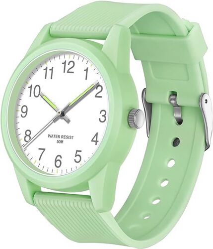 Montre Pour Enfants Garçons Filles Apprendre L'heure 50m Montre Pour Enfants Étanche Facile À Lire 4-12 Ans Grand Cadeau Pour Enfants(Vert)