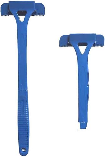 Rasoir Dorsal Pliable À Long Manche - Kit D'épilation Humide/Sec, Design Ergonomique, 5 Lames De Rechange Incluses