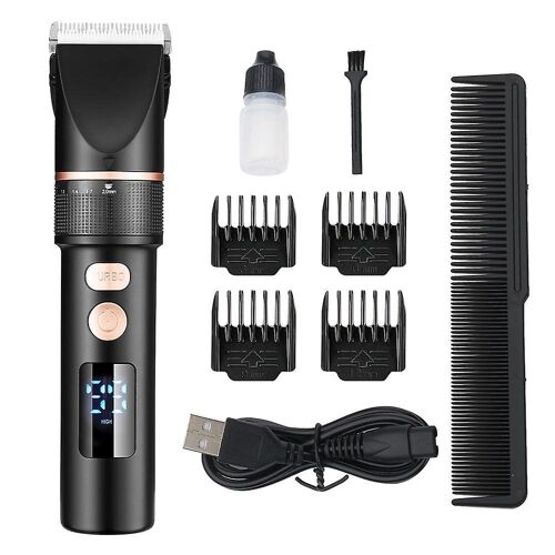 Tondeuse À Cheveux Sans Fil Avec Écran Led, Charge Rapide, Lames Réglables Et Peignes De Guidage Pour Un Toilettage De Précision