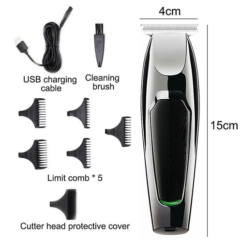Tondeuse À Cheveux Sans Fil À Lame En T Pour Hommes ¿ Kit De Tondeuse De Précision Avec Chargement Usb Et Peignes Réglables Pour Les Coupes De Cheveux Familiales