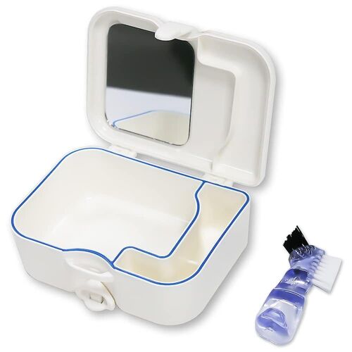 Étui Portable Pour Prothèses Dentaires Avec Miroir Et Brosse De Nettoyage ¿ Rangement Compact Et Étanche Pour Prothèses Dentaires Et Appareils Dentaires