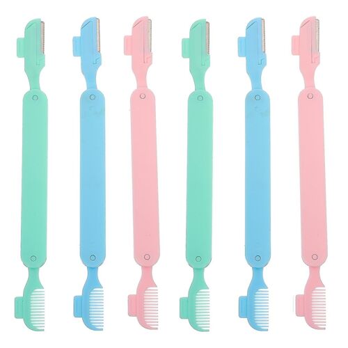Ensemble De 6 Rasoirs À Sourcils ¿ Portables Pour La Maison Et Les Voyages, Abs Et Acier Inoxydable Durables, Faciles À Utiliser, Couleurs Élégantes