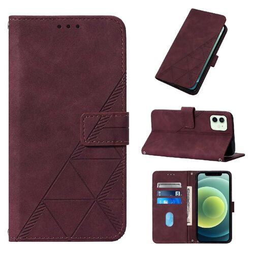 Étui Pour Iphone 11 Titulaire De La Carte De Crédit Portefeuille Couverture Livre De Protection Flip Folio Cuir Pu - Rouge
