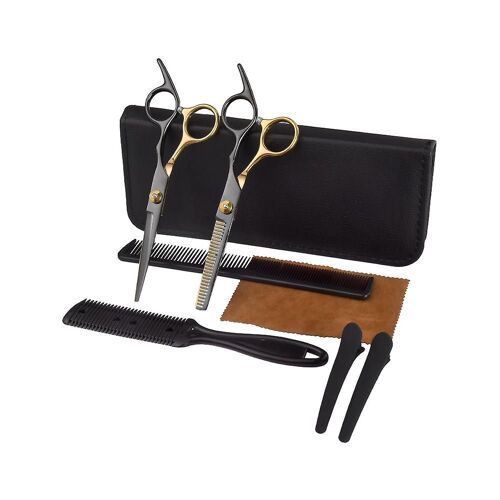 Ensemble De Ciseaux De Coiffure Professionnels : Ciseaux À Effiler, Peignes, Pinces Et Sac De Rangement Pour Les Coupes À Domicile 