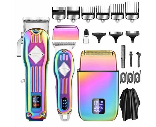 Ensemble Tondeuse Et Coupe-Cheveux Sans Fil Professionnel - Rechargeable, Lames En Acier À Haute Teneur En Carbone, Écran Lcd, Autonomie De 180 Minutes
