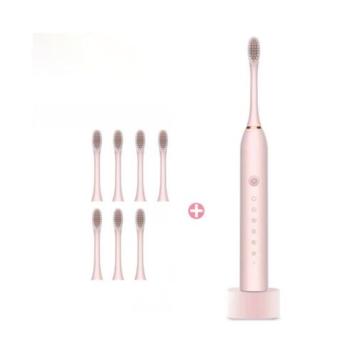 Brosse À Dents Électrique Ultrasonique Rechargeable Avec 6 Modes, 8 Têtes, Chargeur Usb Et Minuterie Intelligente Pour Un Nettoyage Optimal
