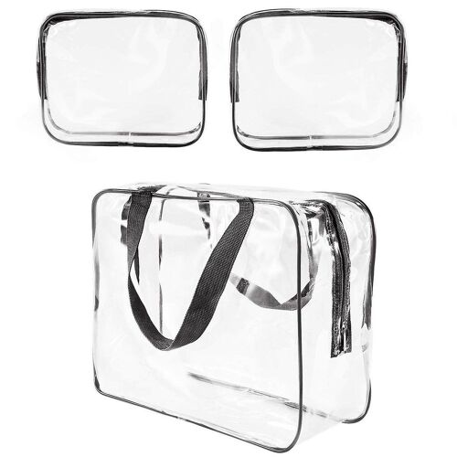 Trousse De Voyage Transparente 3 Pièces ¿ Organiseur Étanche Et Polyvalent Pour Articles De Toilette, Appareils Électroniques Et Plus Encore