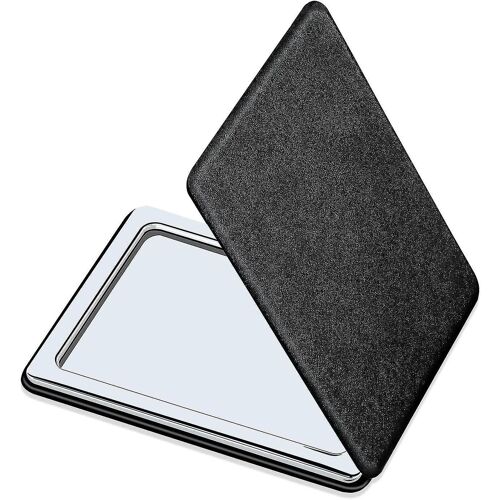 Miroir De Voyage Compact Noir Élégant Pour Hommes, Femmes Et Filles - Double Face, Portable, Parfait Pour Les Retouches
