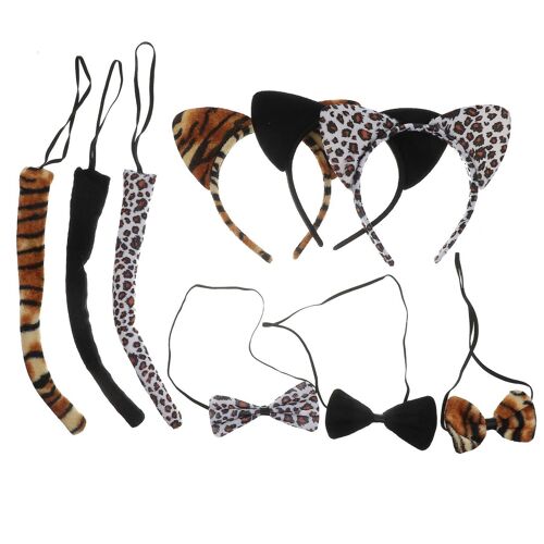 Lot De 9 Serre-Têtes À Oreilles D'animaux Avec Noeuds Et Queues Pour Cosplay, Halloween Et Fêtes Costumées