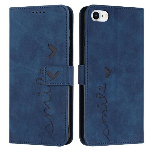 Étui Portefeuille Compatible Iphone6/6s Sentiment De Peau Et D'amour Protection Complète Insertion De Carte Boucle Latérale Couverture Antichoc - Bleu