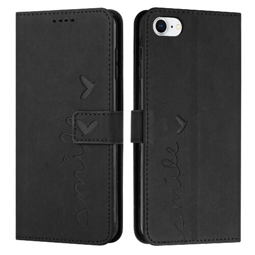 Étui Portefeuille Compatible Iphone6/6s Sentiment De Peau Et D'amour Protection Complète Insertion De Carte Boucle Latérale Couverture Antichoc - Noir
