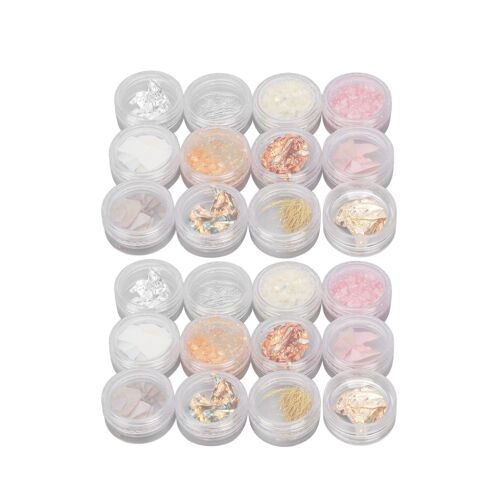 Kit De Décoration D'ongles 12 Styles : Feuilles D'or Et D'argent, Pierres En Résine Uniques Pour Des Ongles Tendance À Faire Soi-Même