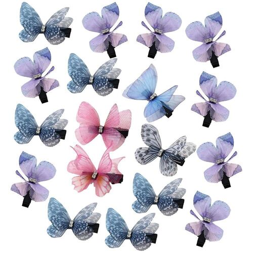 18 Mini Pinces À Cheveux Papillon ¿ Accessoires Élégants En Mousseline Avec Cristaux Pour Coiffures Et Événements Stylés