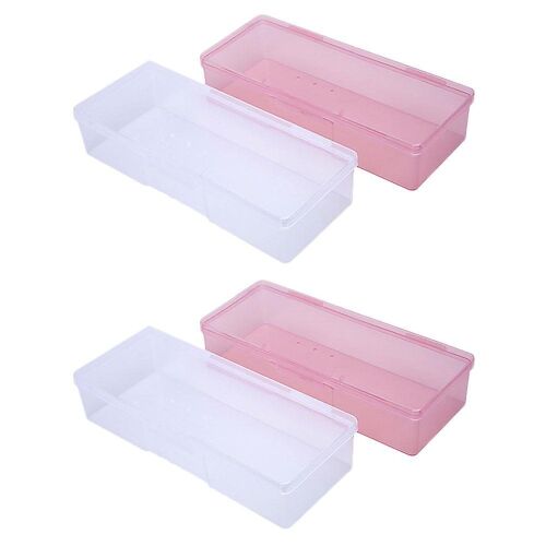 Trousse De Rangement Pour Nail Art, 4 Pièces, Boîte De Rangement Portable Pour Accessoires, Pinceaux Et Vernis, Rose Et Blanc