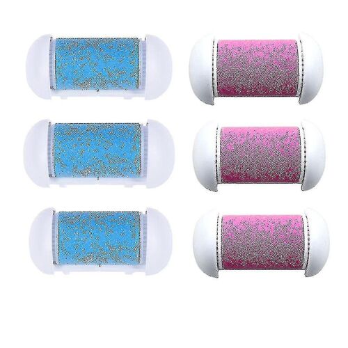 Lot De 6 Rouleaux De Rechange Pour Ponceuse À Pieds, Pour Éliminer Les Peaux Mortes Et Exfolier, Rose Et Bleu