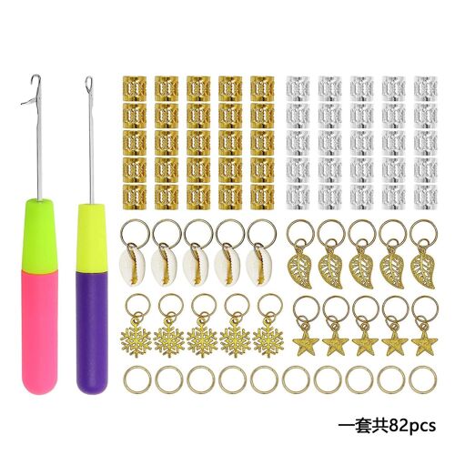 Ensemble De Crochets Et Breloques Pour Dreadlocks De Qualité Supérieure : 2 Crochets, 20 Pendentifs, 10 Anneaux Et 50 Manchettes Pour Des Tresses Élégantes.