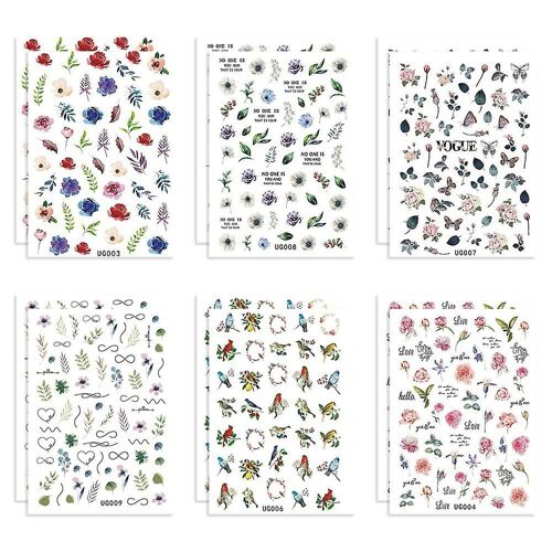 12 Feuilles D'autocollants Multicolores Pour Nail Art - 6 Modèles Uniques Pour Des Manucures Créatives Et Des Projets Diy