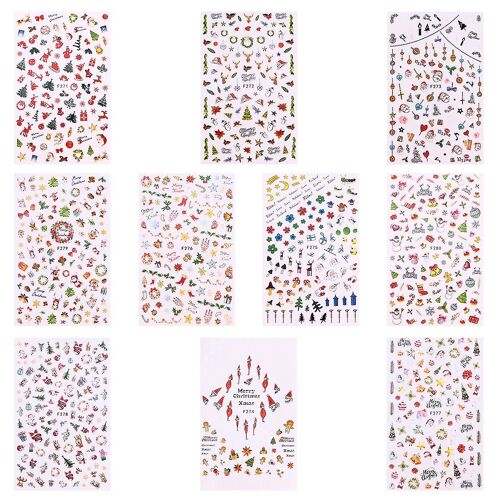 10 Autocollants Pour Ongles De Noël ¿ Décalcomanies Pour Nail Art Festives Pour Manucure Diy ¿ 10 Modèles Assortis 