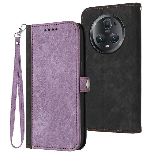 Étui Pour De Téléphone Huawei Honor Magici 5 Pro Portefeuille Protecteur Band Fermeture Magnétique En Cuir Pu Livre Flip Folio Avec Support De Fente Pour Carte - Violet